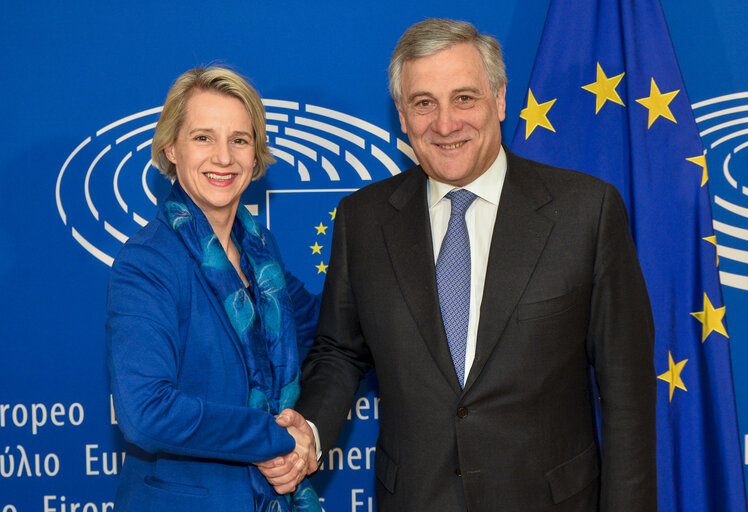 Foto 2: Antonio TAJANI - EP President meets with Helga STEVENS MEP