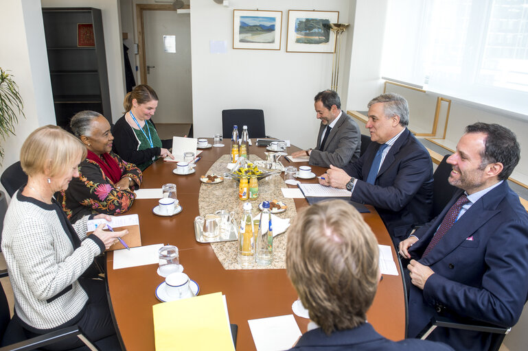 Antonio TAJANI - EP President meets with Barbara HENDRICKS, opera singer, UNCHR Ambassador