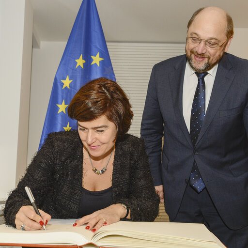 Photo 2: Martin SCHULZ - EP President meets with Anouchka van MILTENBURG, speaker of the Dutch House of Representatives.