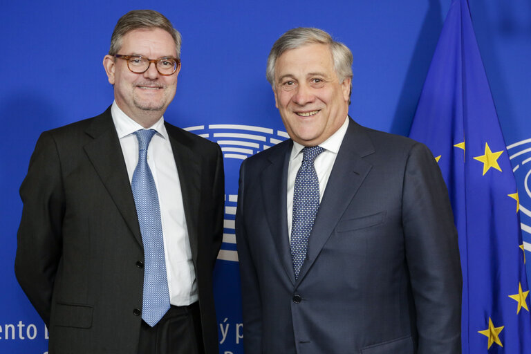 Antonio TAJANI - EP President meets with Julian KING - european Commissioner responsible for Security Union
