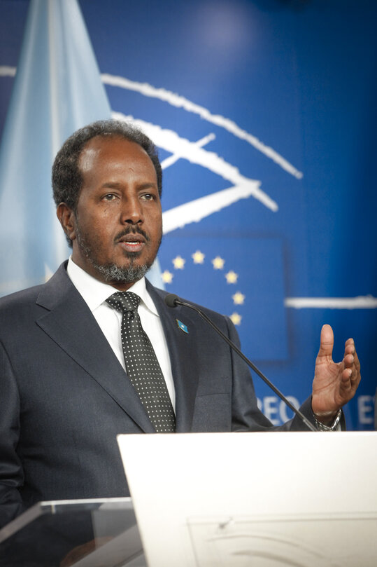 EP President meets with Hassan SHEIKH MOHAMUD, President of Somalia. Press point.