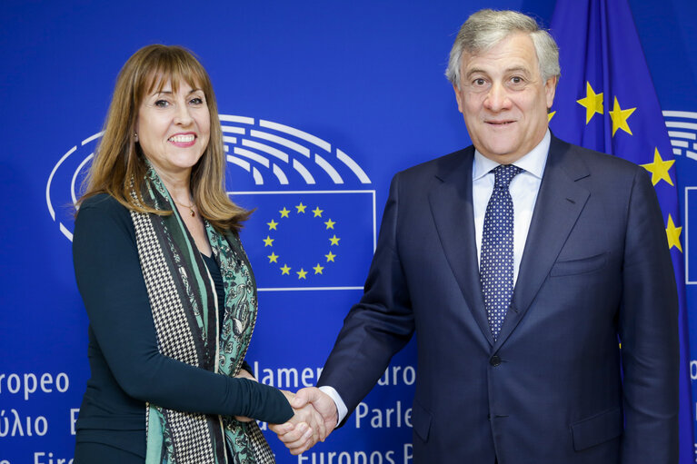 Photo 1 : Antonio TAJANI - EP President meets with Maria Teresa GIMENEZ BARBAT