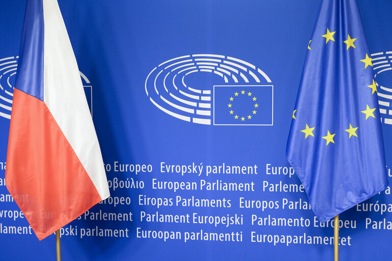 Official visit of the president of Czech Republic to the European Parliament in Brussels.