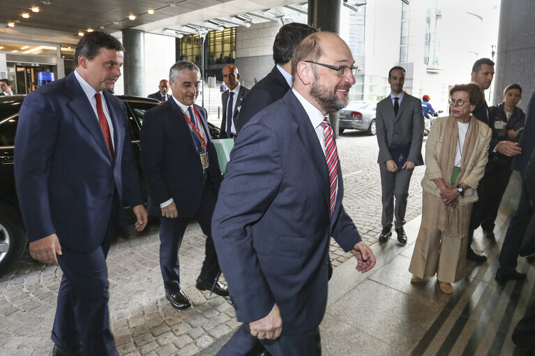 Martin SCHULZ - EP President welcomes Matteo RENZI - Prime Minister of Italy