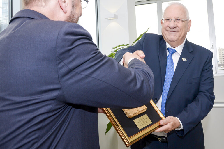 Official visit of the President of the State of Israel to the European Parliament in Brussels.Martin SCHULZ - EP President welcomes Reuven RIVLIN - President of the State of Israel