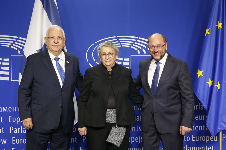 Official visit of the President of the State of Israel to the European Parliament in Brussels.Official welcome.