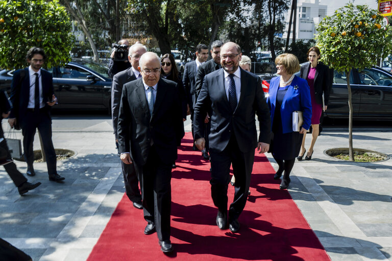 Fotogrāfija 1: Meeting between Yiannakis OMIROU, President of the House of Representatives, and Martin Schulz - EP President.