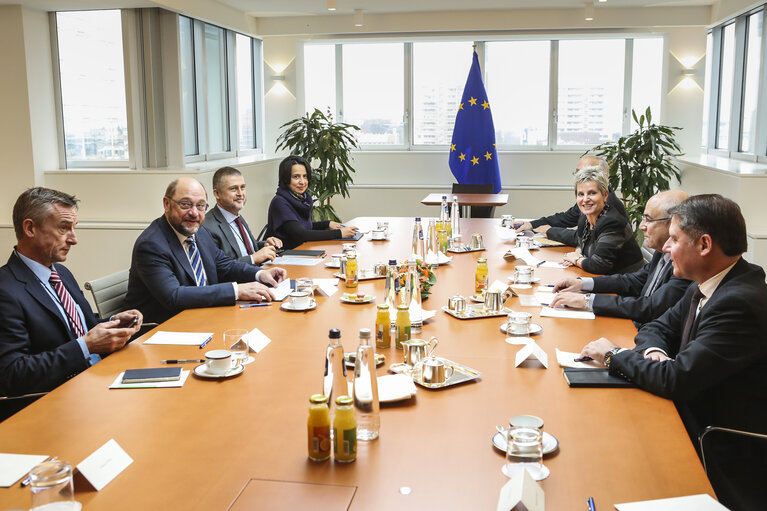 Foto 1: Martin SCHULZ - EP President meets with Yiannakis OMIROU - President of the House of representatives of the Republic of Cyprus