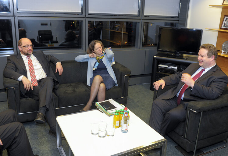 Martin SCHULZ - EP President meets with Pervenche BERES and Philip CORDERY