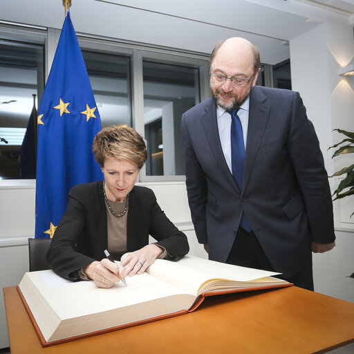 Nuotrauka 2: Martin SCHULZ - EP President meeting with Simonetta SOMMARUGA, President of the Swiss Confederation