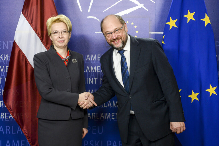 Fotografija 6: Martin SCHULZ - EP President meets with Inara MURNIECE, Speaker of the Saeima