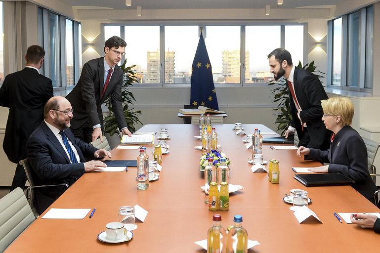 Fotografija 2: Martin SCHULZ - EP President meets with Inara MURNIECE, Speaker of the Saeima