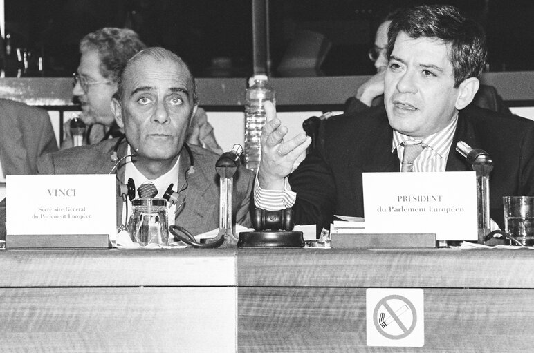 Photo 4: Meeting with the representatives of Balkans countries parliaments in Strasbourg in September 1991.