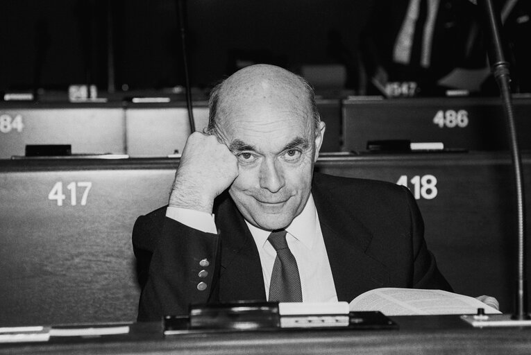 MEP Fernand HERMAN during a plenary session in Strasbourg in April 1990.