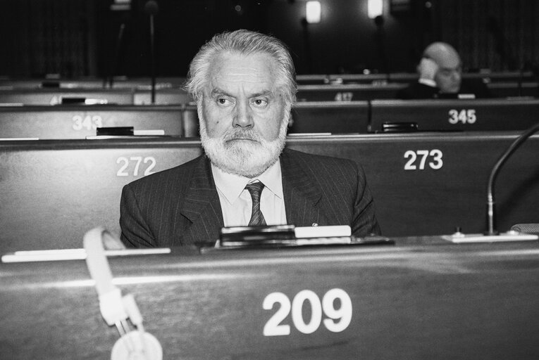 MEP Franco BORGO during a plenary session in Strasbourg in April 1990.