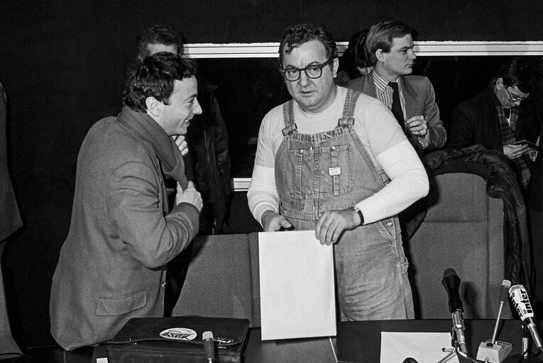 Zdjęcie 14: Press conference with French humorist Coluche about the Restos du Coeur in Strasbourg on 20 February 1986