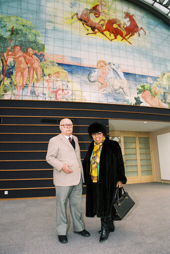 Inauguration of the Goddess Europa fresco by artist Aligi SASSU on the 12th floor of the PHS building in Brussels.