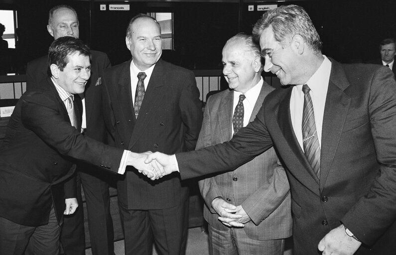 Photo 2: Meeting with the representatives of Balkan countries parliaments in Strasbourg in September 1991.