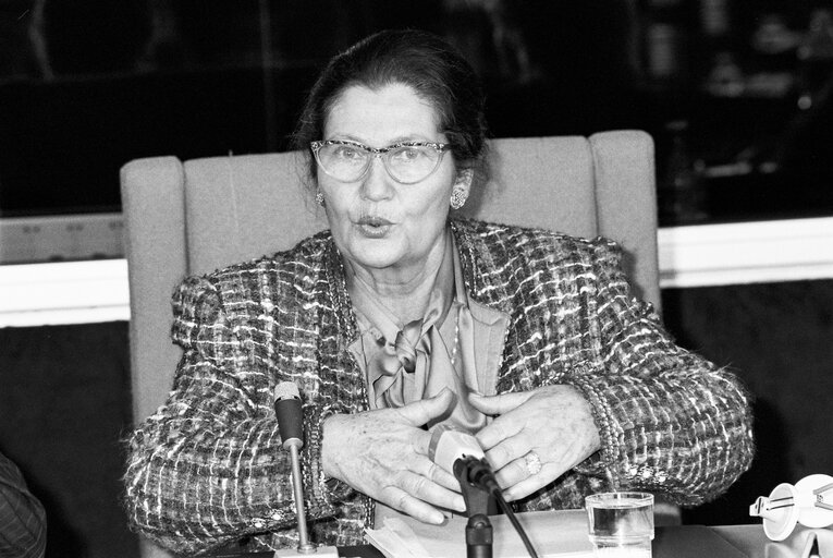 Press conference in Strasbourg in April 1990