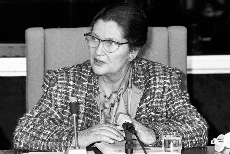 Press conference in Strasbourg in April 1990