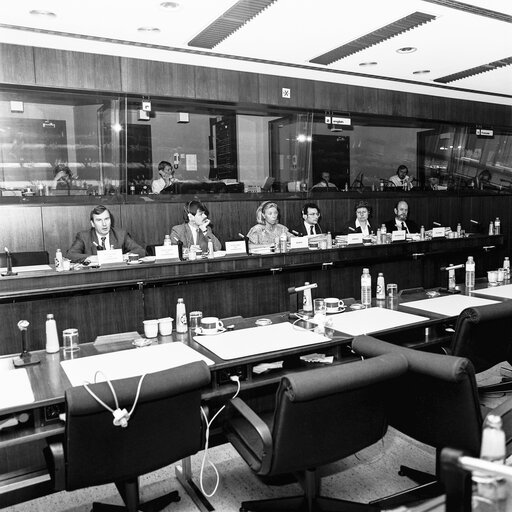 Press conference of the Committee on petitions in April 1990 in Brussels