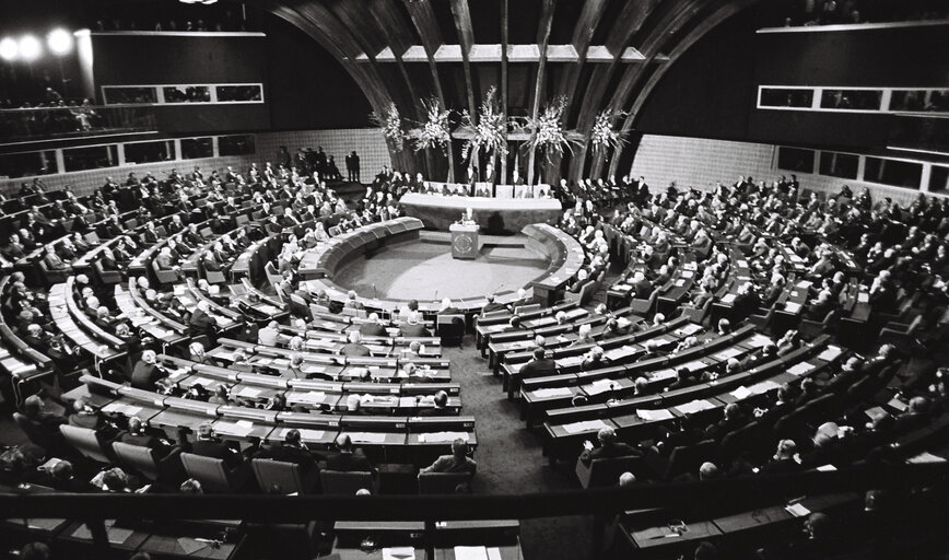 France's President Valery GISCARD d'ESTAING inaugurates the "Palais de l'Europe"