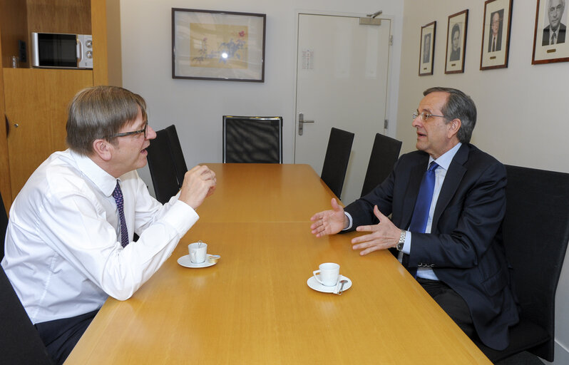 Fotografie 5: Antonis SAMARAS - leader of Nea Dimokratia Party meets with Guy VERHOFSTADT