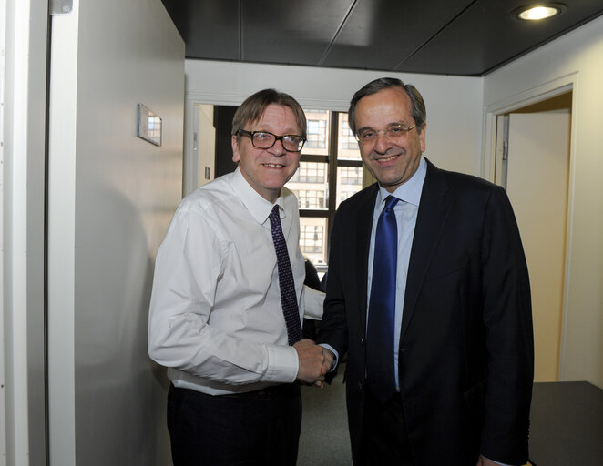 Fotó 2: Antonis SAMARAS - leader of Nea Dimokratia Party meets with Guy VERHOFSTADT