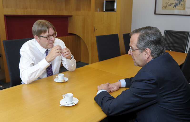 Fotografia 3: Antonis SAMARAS - leader of Nea Dimokratia Party meets with Guy VERHOFSTADT