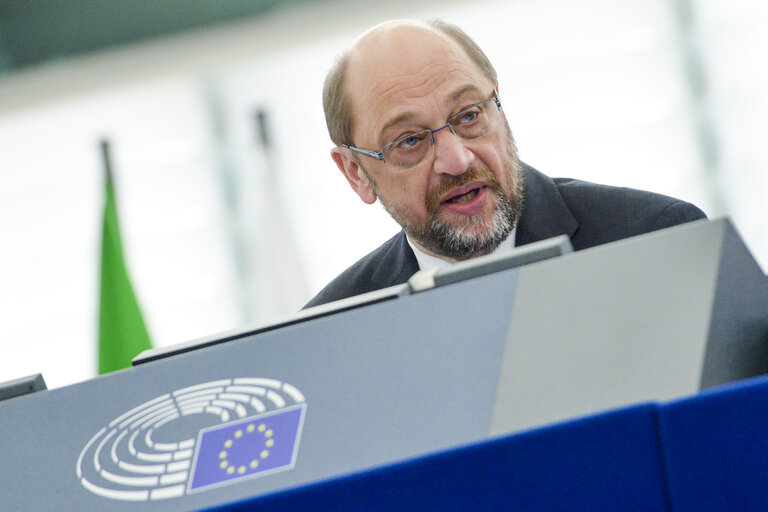 Martin SCHULZ - EP President in plenary session week 50 2016 in Strasbourg. Preparation of the European Council.