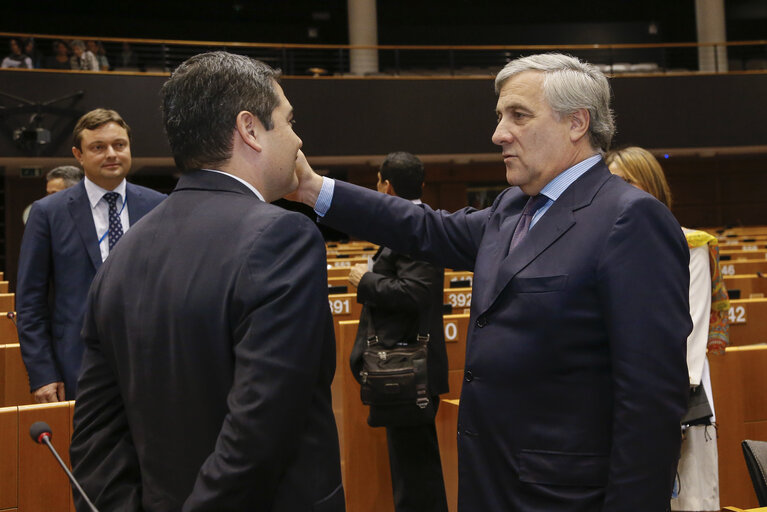 Valokuva 2: Visit of Juan Orlando HERNANDEZ, President of the Honduras to the European Parliament in Brussels