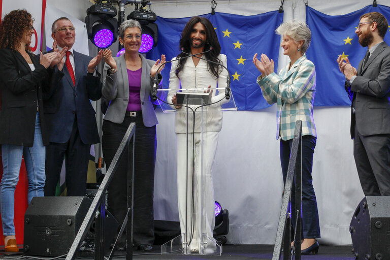 Photo 14: Eurovision 2014 song contest winner concert on Esplanade Solidarnosc at the European Parliament in Brussels