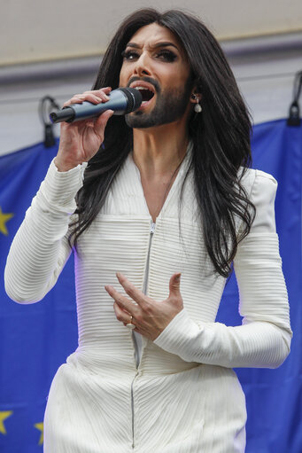 Photo 8: Eurovision 2014 song contest winner concert on Esplanade Solidarnosc at the European Parliament in Brussels