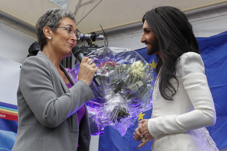 Photo 3: Eurovision 2014 song contest winner concert on Esplanade Solidarnosc at the European Parliament in Brussels