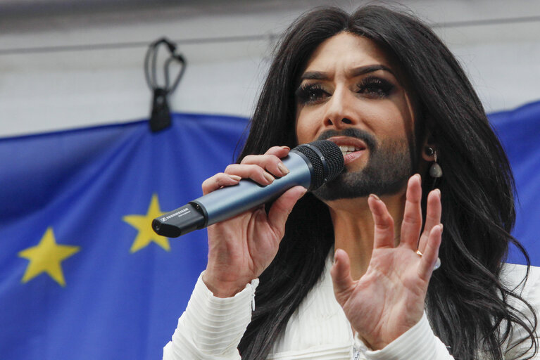 Photo 10: Eurovision 2014 song contest winner concert on Esplanade Solidarnosc at the European Parliament in Brussels