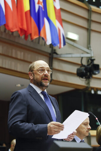 Billede 25: Plenary session in Brussels - week 46 2014 - EP President Opening of the Plenary: 25th anniversary of the fall of the Berlin wall.  Statement by the President