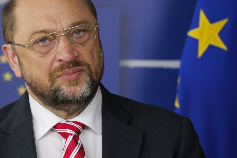 Fotogrāfija 15: Press Point following the meeting of Martin SCHULZ - EP President with Prime Minister of Slovenia