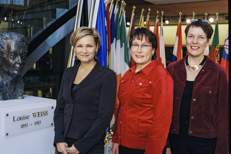 Photo 1 : MEPs Eija-Riitta KORHOLA, Riitta MYLLER and Satu HASSI at the European Parliament in Strasbourg