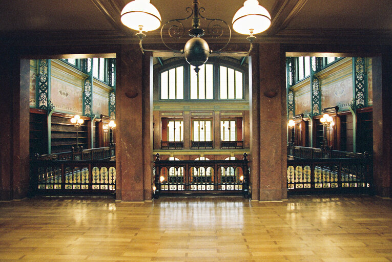 Illustration inside the renovated Solvay library in Brussels