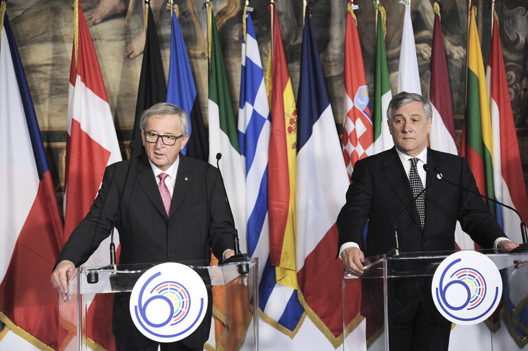 Celebration of the ' 60 years of the Treaty of Rome ' in Campidoglio - Press conference