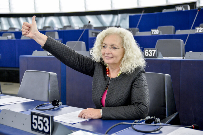 Photo 1 : Karin KADENBACH in the European Parliament in Strasbourg