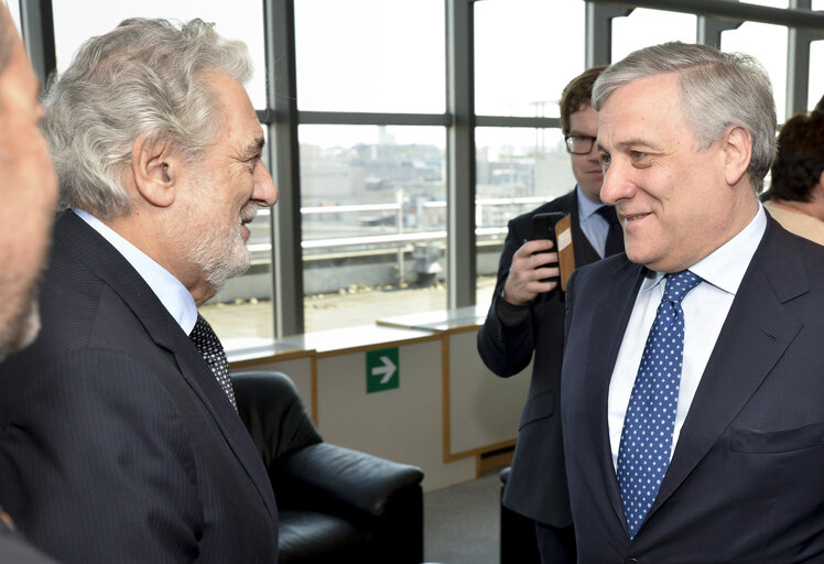 Antonio TAJANI - EP President meets with Placido DOMINGO