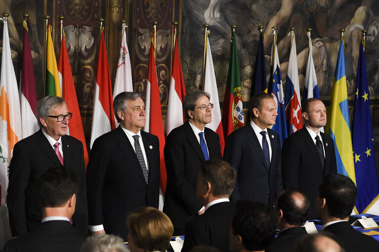 Fotogrāfija 18: Celebration of the ' 60 years of the Treaty of Rome ' in Campidoglio - Ceremony of the signature of the Rome declaration