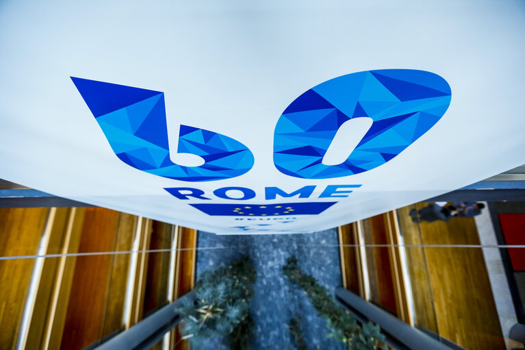 Photo 13: Banner for the 60th anniversary of the European Parliament in Strasbourg