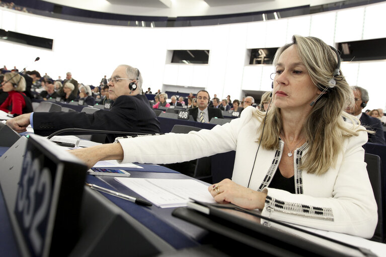 Fotografija 8: Constance LE GRIP in Plenary week43 2014 during the vote