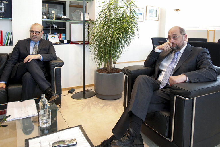 Martin SCHULZ - EP President meets with Stefano BONACCINI - Socialist Candidate Region Emilia Romagna