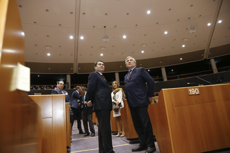 Valokuva 1: Visit of Juan Orlando HERNANDEZ, President of the Honduras to the European Parliament in Brussels