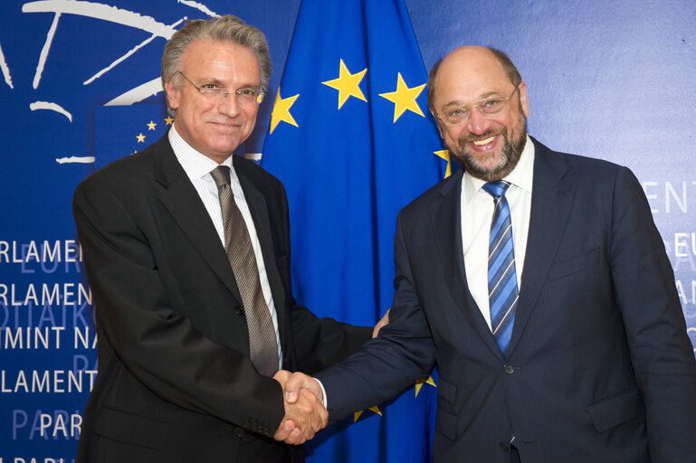 Martin SCHULZ - EP President meets with MEP Takis HADJIGEORGIOU