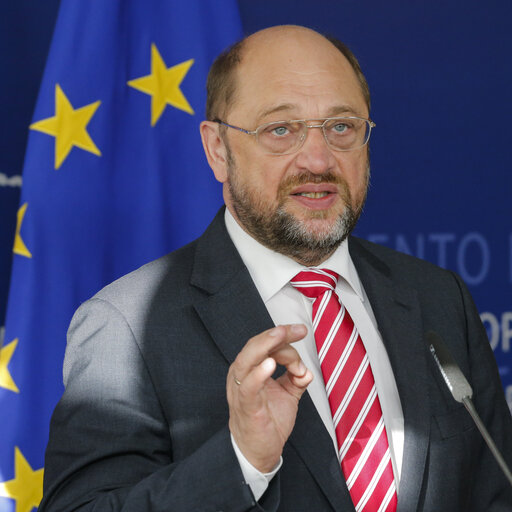 Fotogrāfija 13: Press Point following the meeting of Martin SCHULZ - EP President with Prime Minister of Slovenia