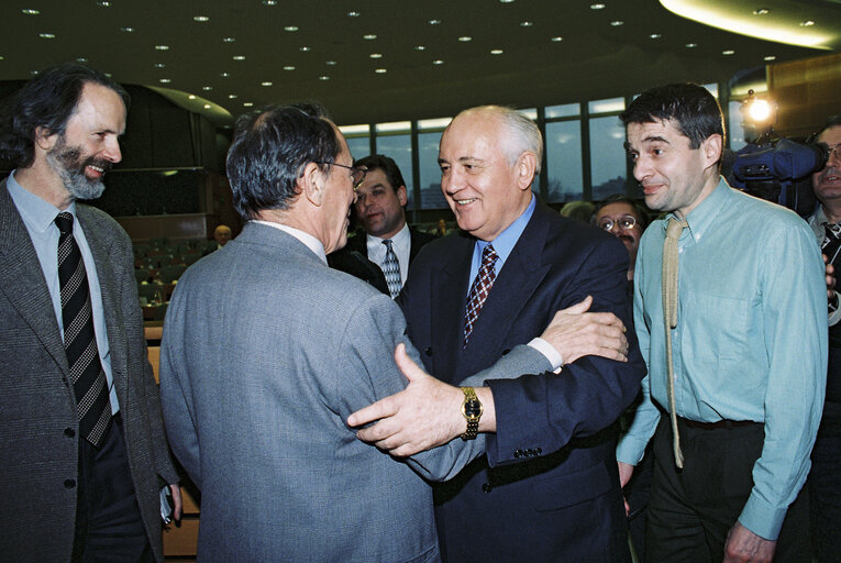 Mikhael GORBATCHEV, the President of the Supreme Soviet visit to the EP in Brussels on December 3, 1998.